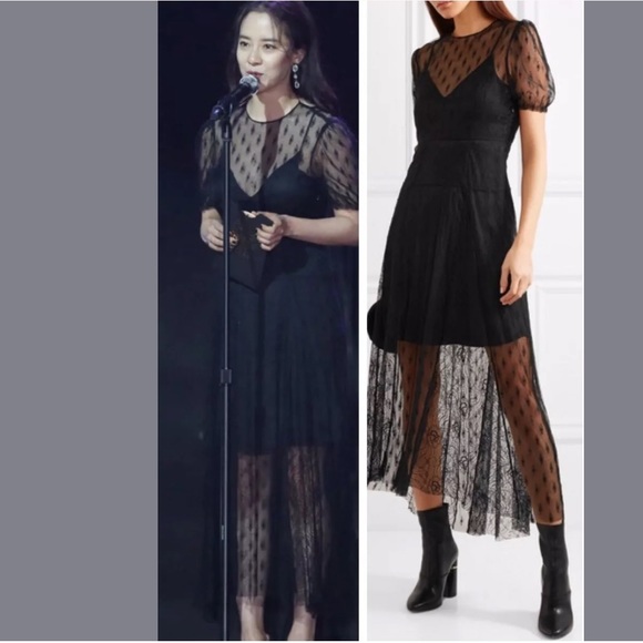 maje black lace dress